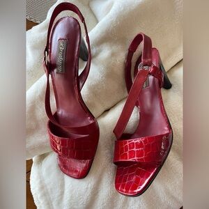 NWOT Brighton Rhodes Cherry patent croc madras - 3 inch heels